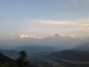 Die Annapurna-Berge; rechts der Machapucharé, das «Matterhorn Nepals».